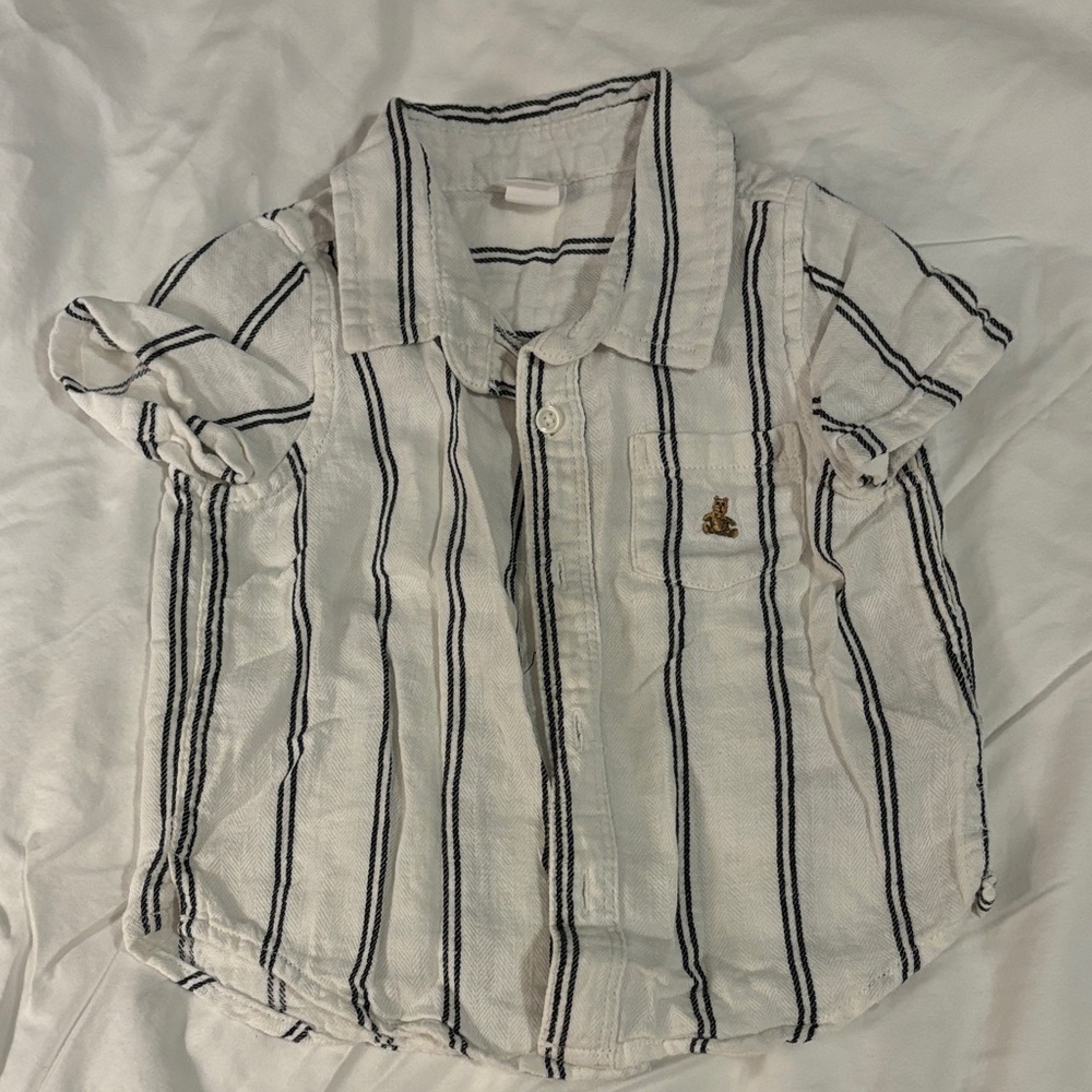 GAP Kids Button Down Shirt - White with Black Stripes
